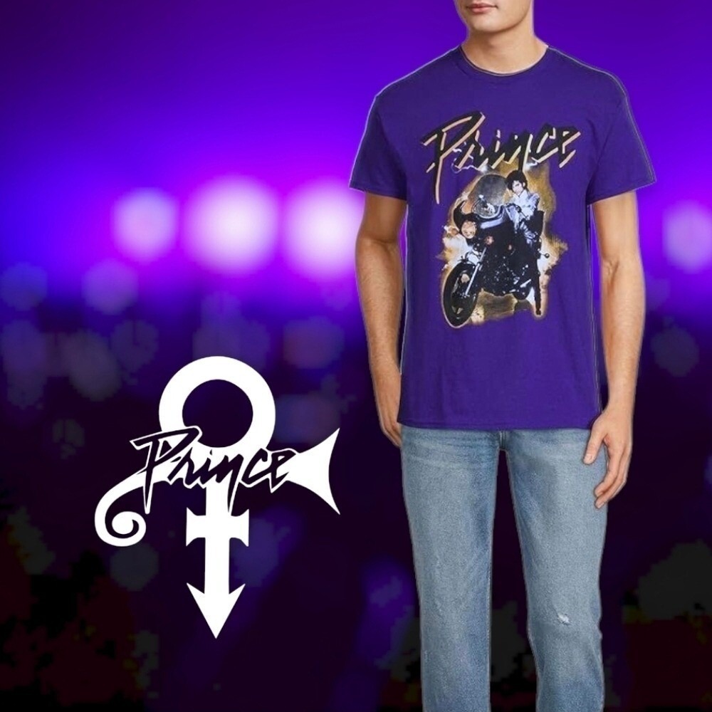 Prince‎ Unisex Purple Rain Motorcycle Lightning T-shirt Purple L